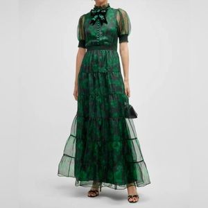 ALICE & OIVIA 
Alice + Olivia
Coletta Bow-Neck Button-Front Maxi Dress